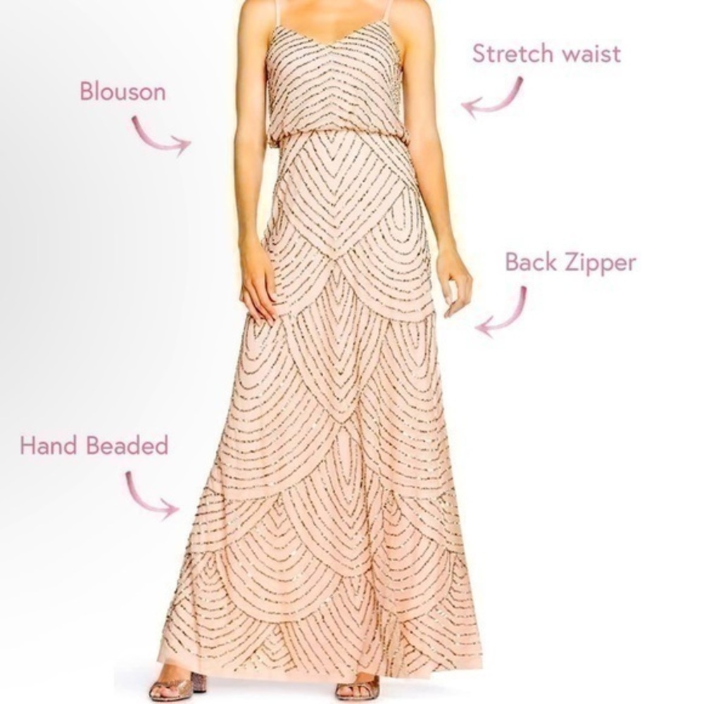 NWT ADRIANNA PAPELL Bead and Sequin Long Spaghetti Strap Dress - AS IS - Size 4M